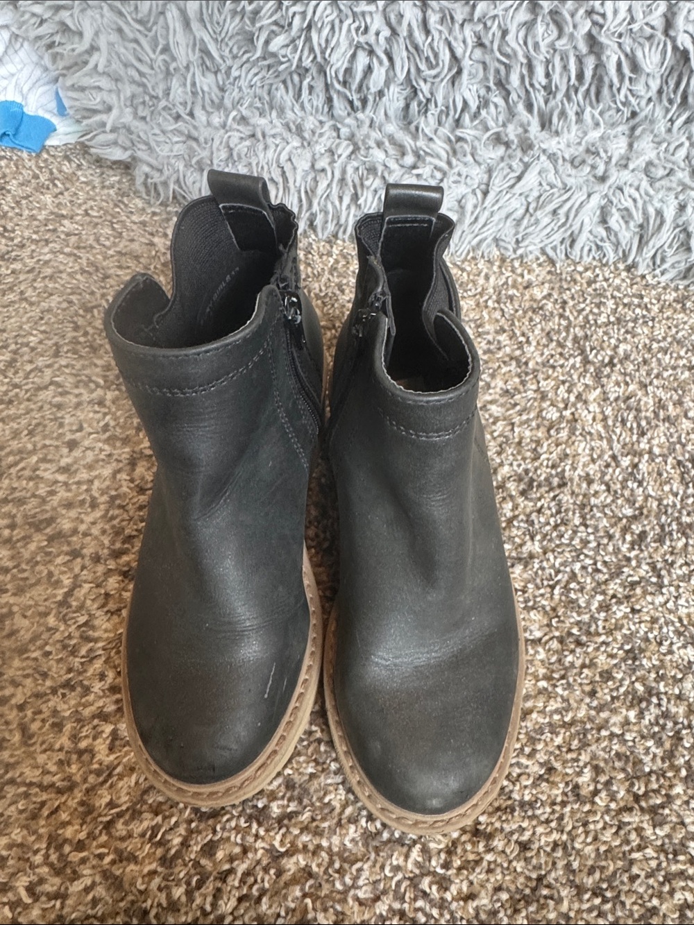 Black Wedge Ankle Booties with Tan Platform - Picture 2 of 5